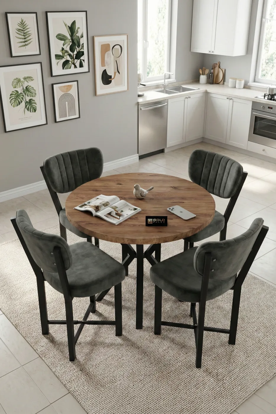 Elma ensemble table à manger ronde 90 cm - multicolore