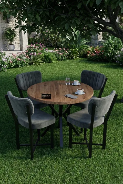 Elma 90 cm Round Dining Table Set - Multicolour