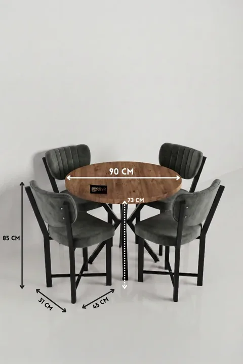 Elma 90 cm Round Dining Table Set - Multicolour