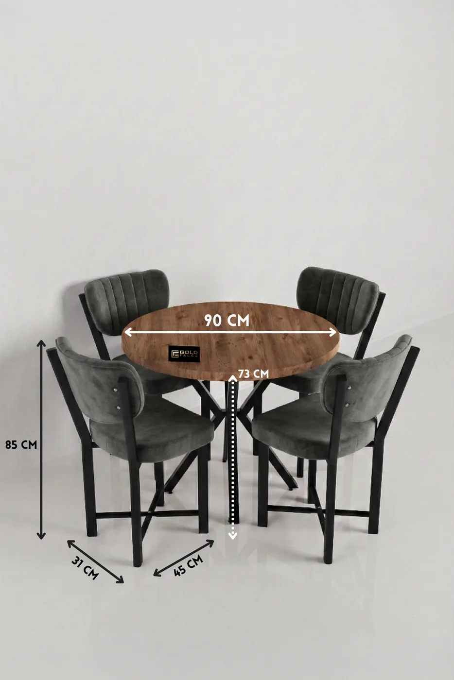 Elma ensemble table à manger ronde 90 cm - multicolore
