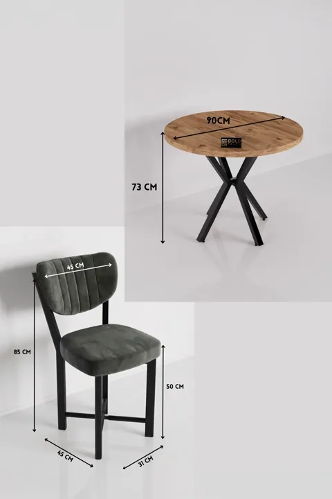 Elma 90 cm Round Dining Table Set - Multicolour