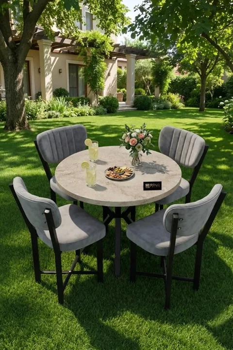 Elma 90 cm Round Dining Table Set - Ecru