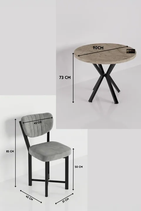 Elma 90 cm Round Dining Table Set - Ecru