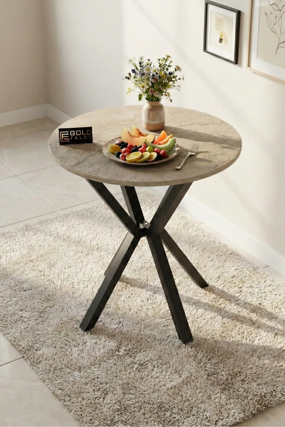 Round Dining Table, 70cm - Ecru
