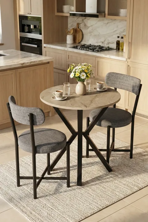 Round Dining Table, 70cm - Ecru