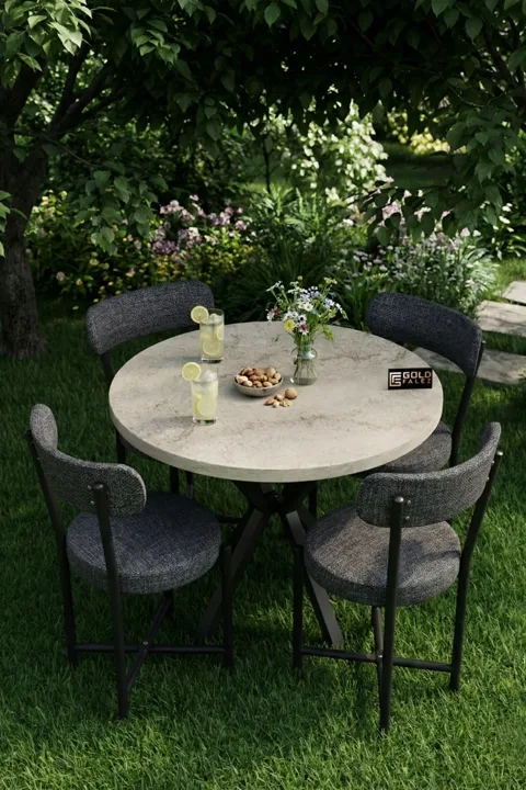 Teddy 90 cm Round Dining Table Set - Beige