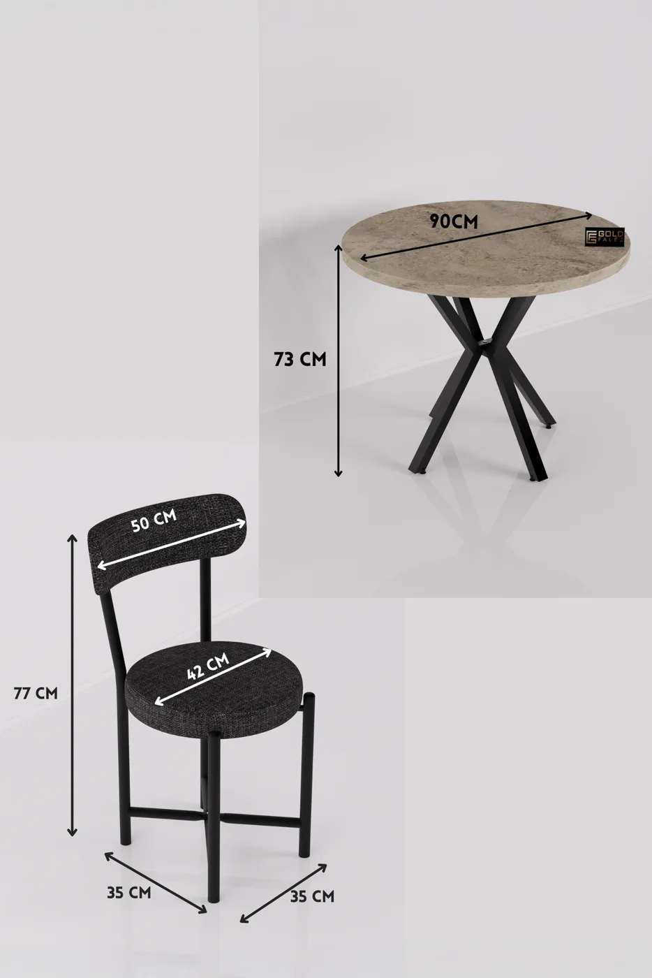 Teddy 90 cm Round Dining Table Set - Beige