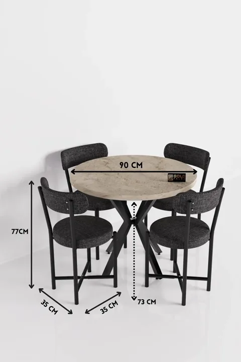 Teddy 90 cm Round Dining Table Set - Beige