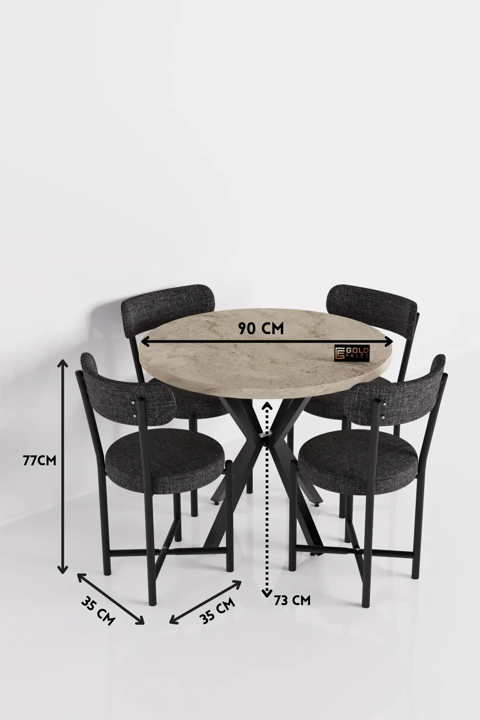 Teddy 90 cm Round Dining Table Set - Beige