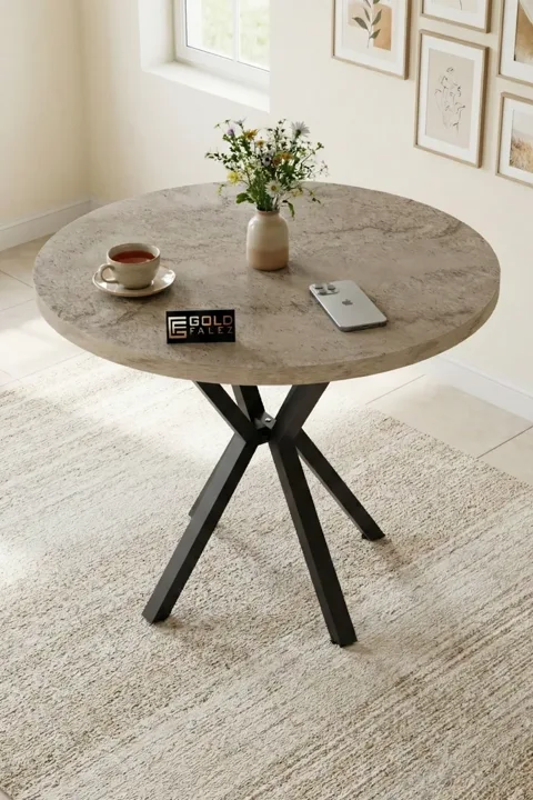 Teddy 90 cm Round Dining Table Set - Beige