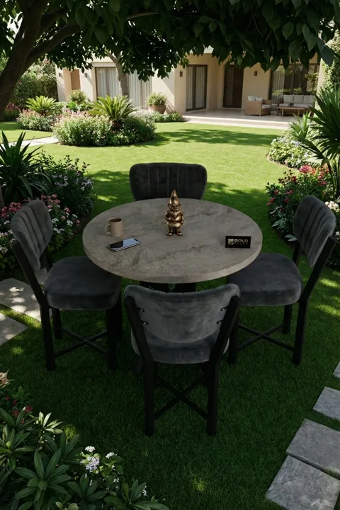 Elma 90 cm Round Dining Table Set - Beige