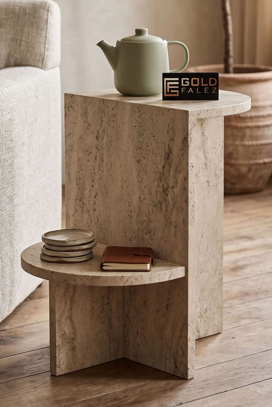 Setro Oval Side Table - Ecru