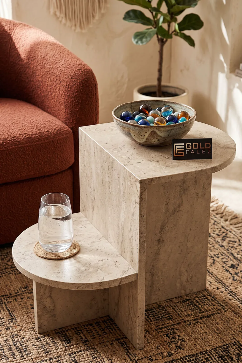 Setro Oval Side Table - Ecru