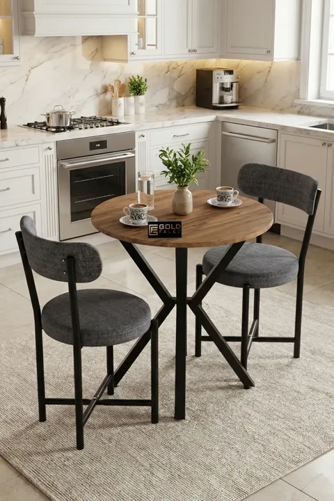 Teddy 70 cm Round Dining Table Set - Grey