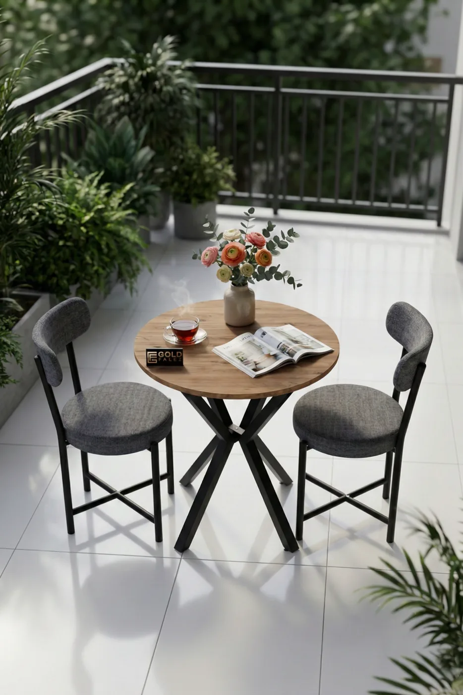 Teddy 70 cm Round Dining Table Set - Grey
