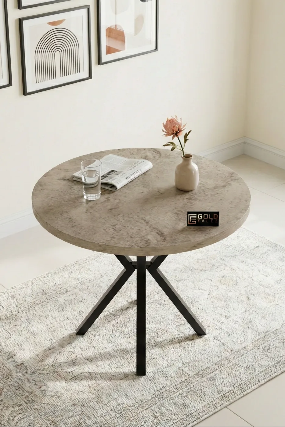 Round Dining Table, 90cm - Ecru