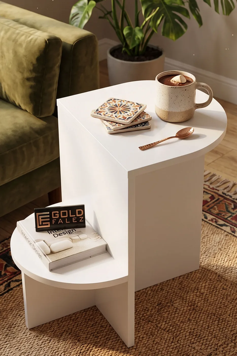Setro Oval Side Table - White