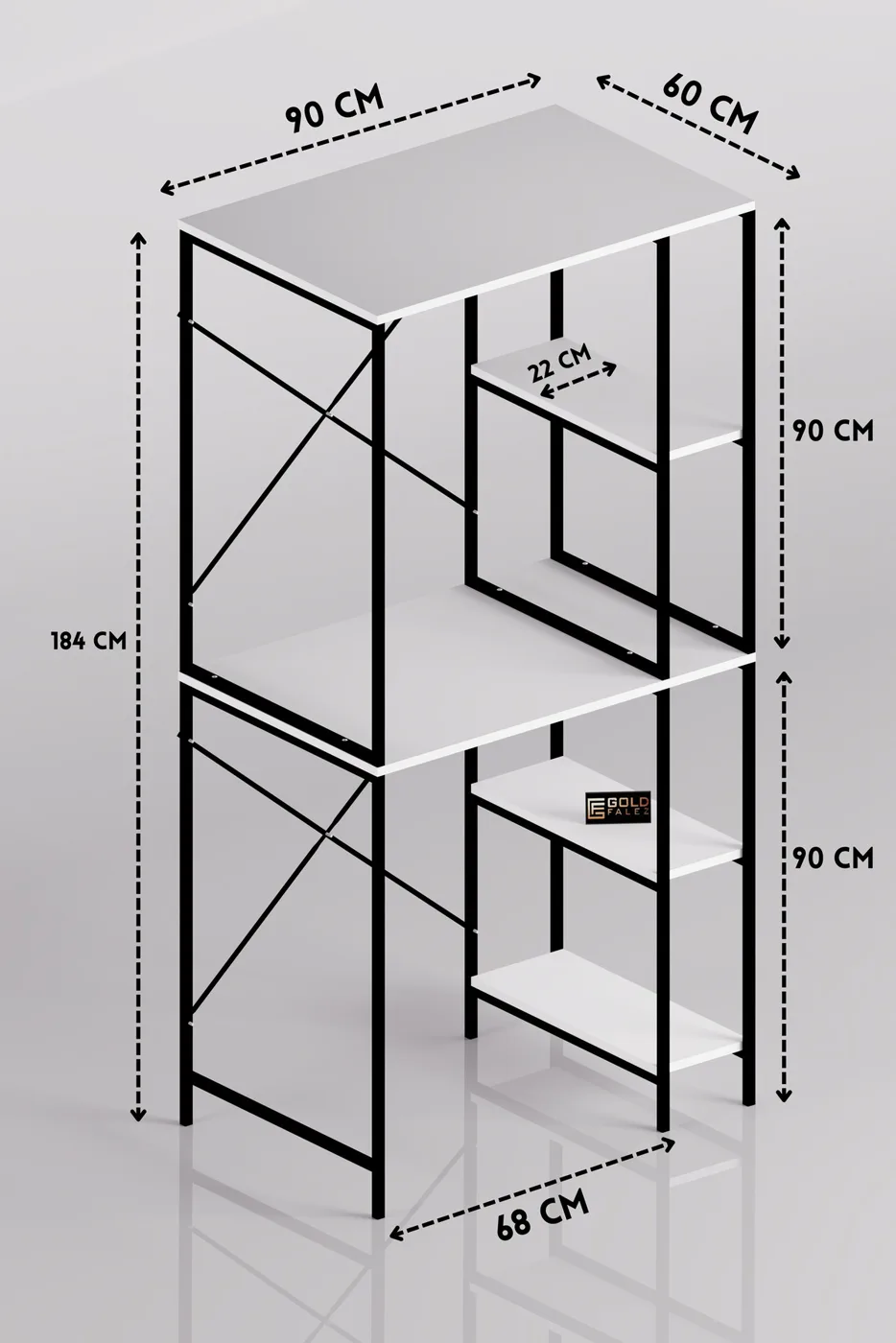 Washing Machine Cabinet with Shelf Metal Legs - Black