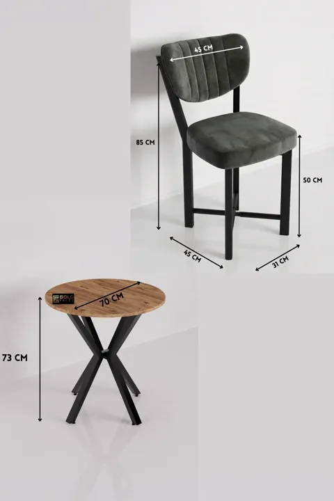Elma 70 cm Round Dining Table Set - Multicolour