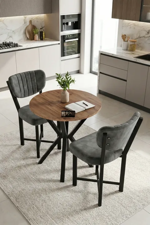 Elma 70 cm Round Dining Table Set - Multicolour