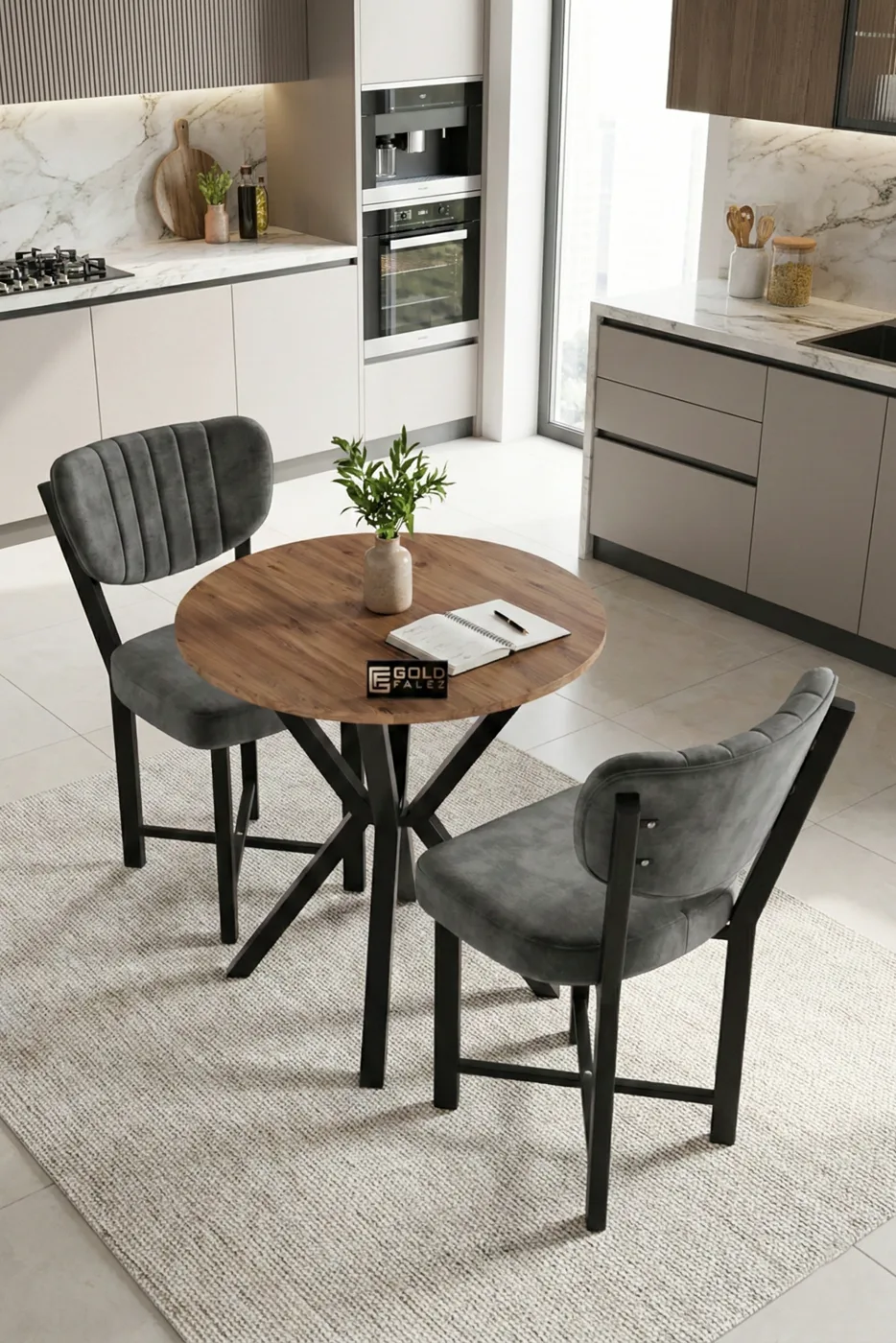 Elma ensemble table à manger ronde 70 cm - multicolore