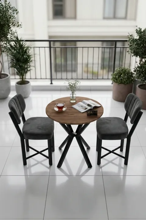 Elma 70 cm Round Dining Table Set - Multicolour