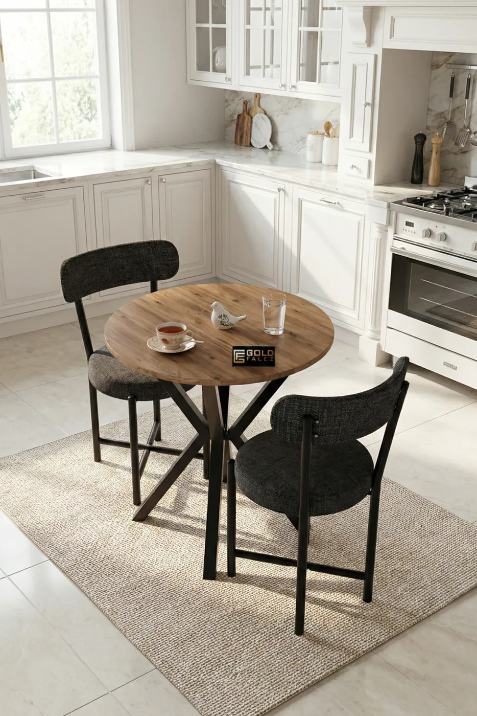 Teddy 70 cm Round Dining Table Set - Multicolour