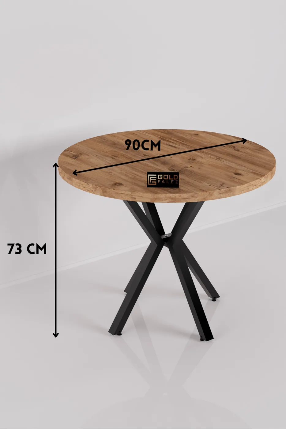 Round Dining Table, 90cm - Brown