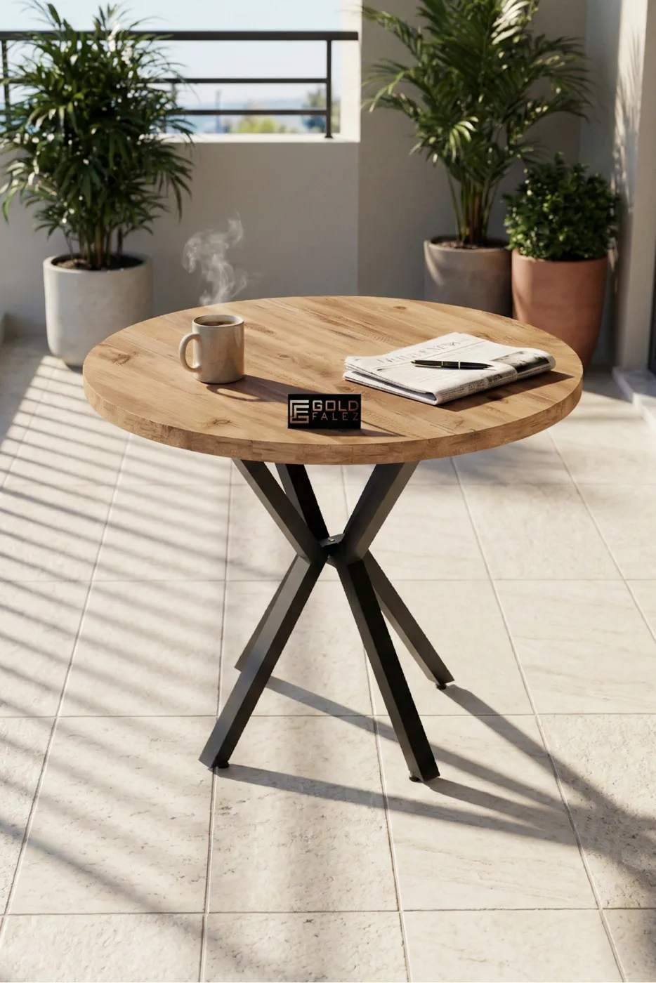 Round Dining Table, 90cm - Brown