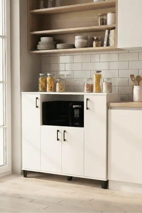 Horizontal Oven-Style Kitchen Cabinet - White