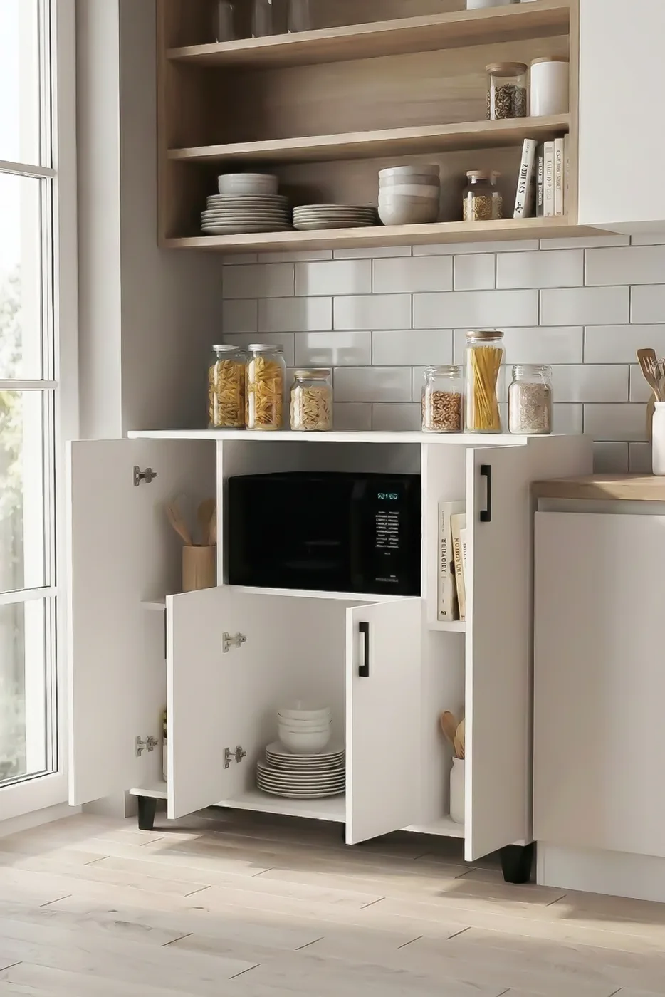 Horizontal Oven-Style Kitchen Cabinet - White
