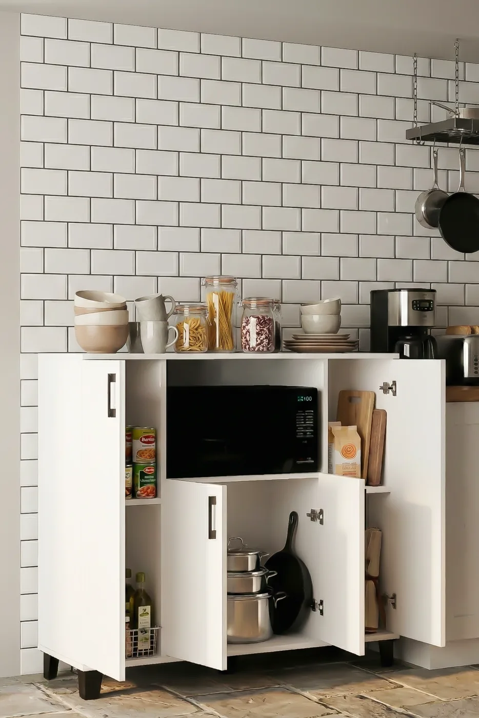 Horizontal Oven-Style Kitchen Cabinet - White