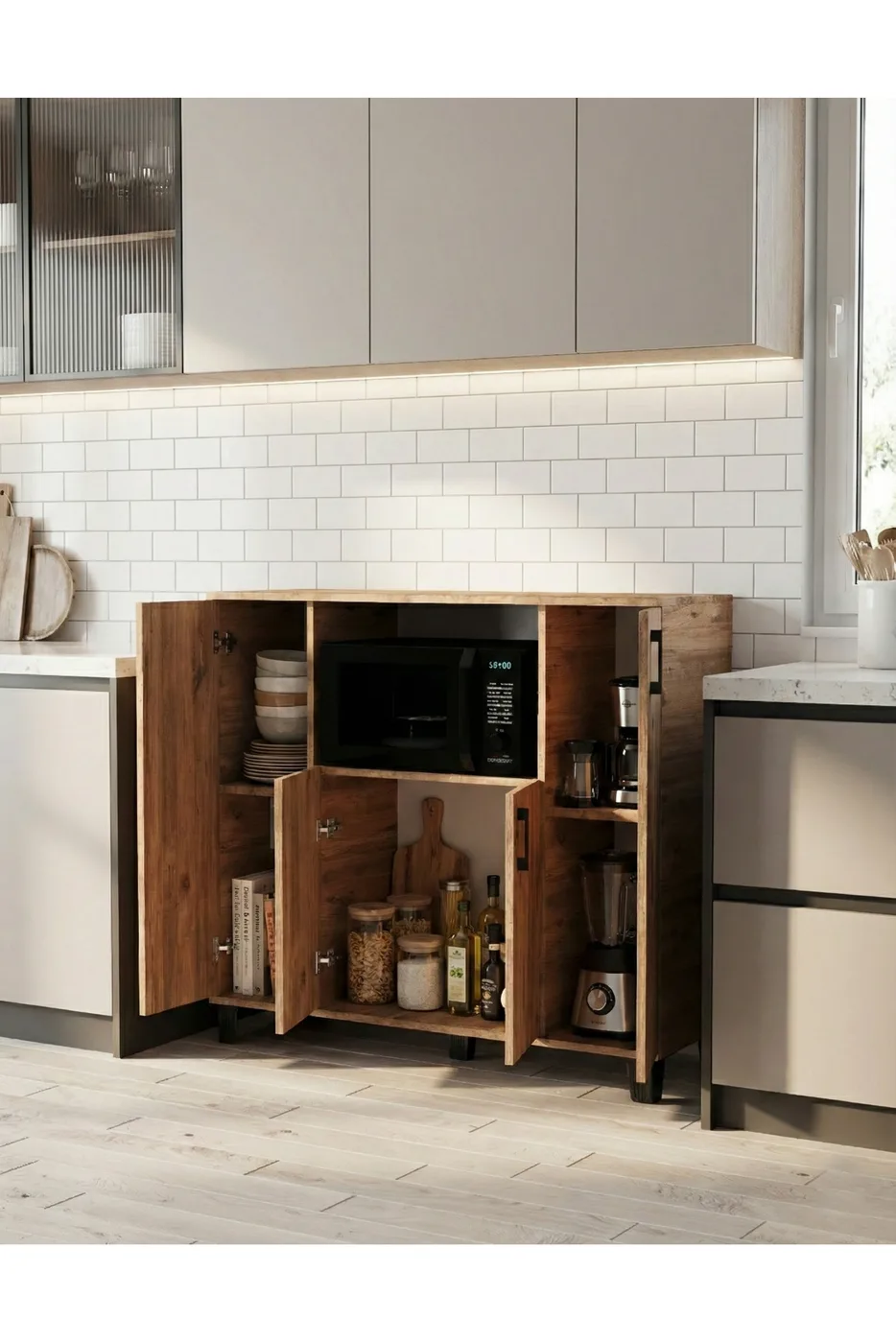 Meuble de cuisine horizontal style four - marron