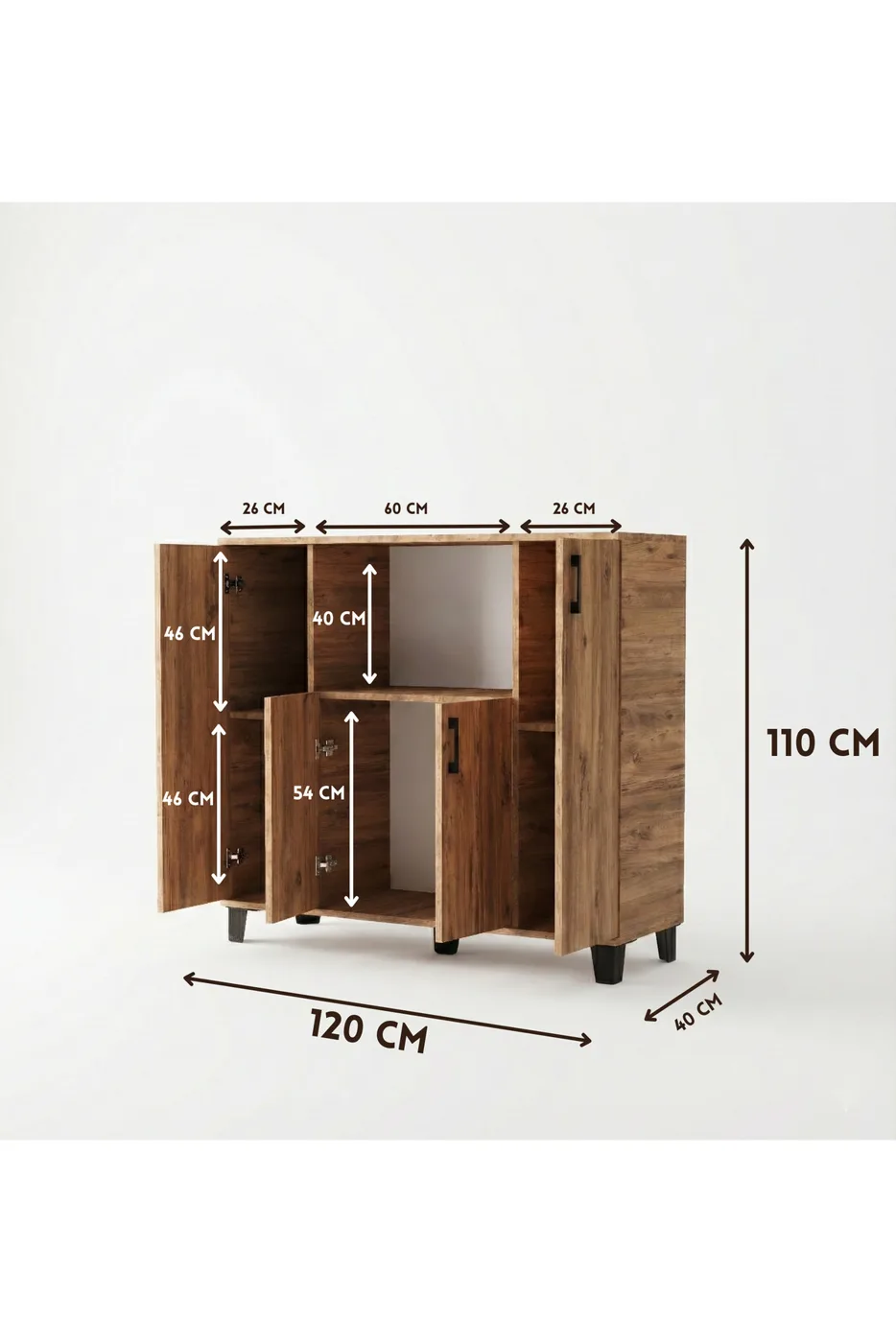 Meuble de cuisine horizontal style four - marron