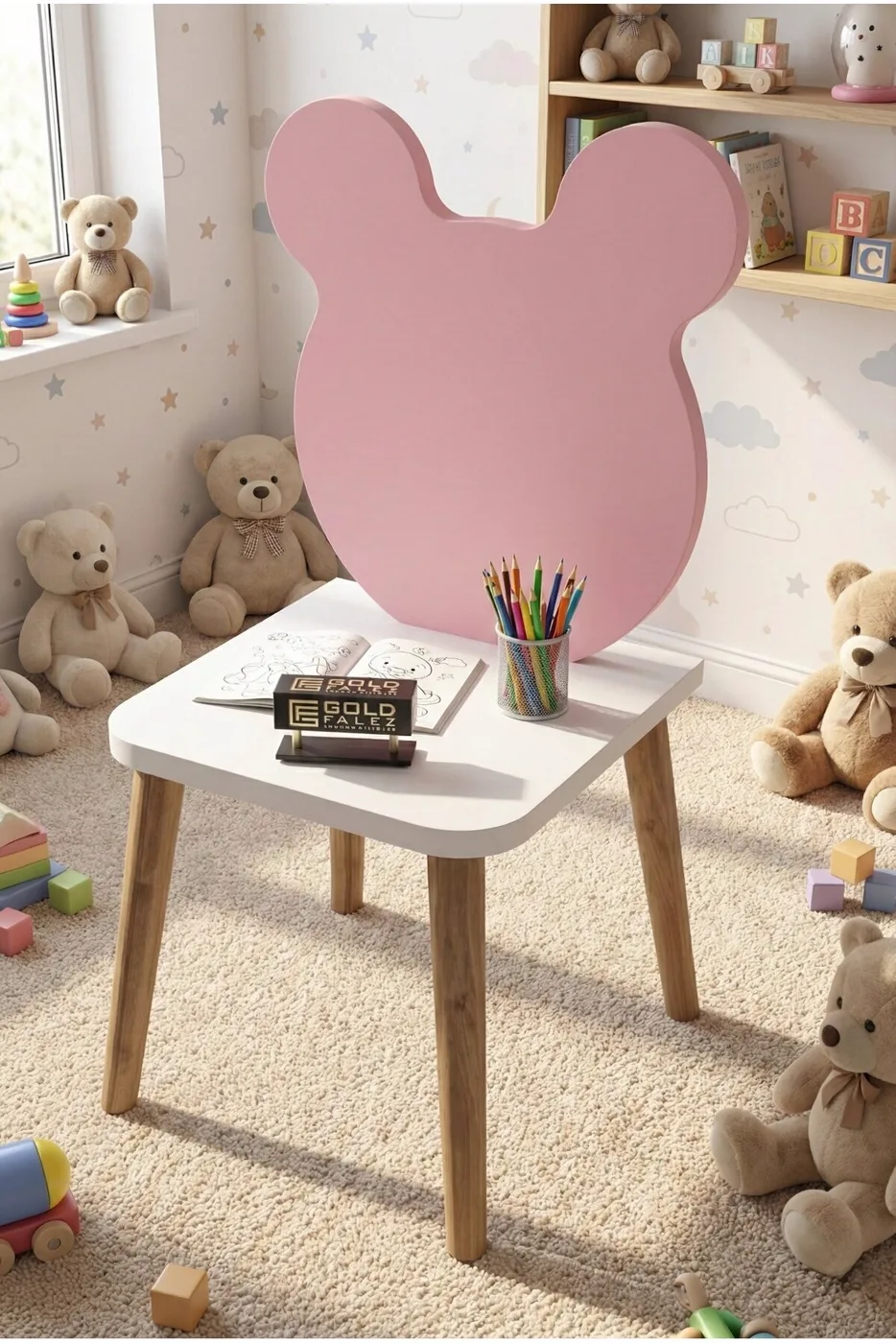 Woonmeubelen houten poten - roze