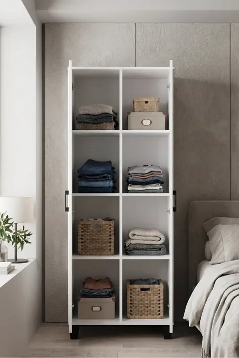 8-Compartment Pantry Cabinet - White