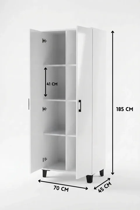 8-Compartment Pantry Cabinet - White