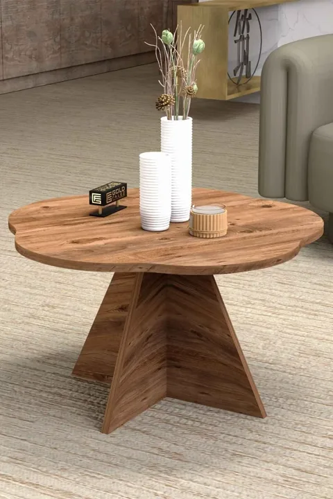 Cicek Geometric Coffee Table - Brown