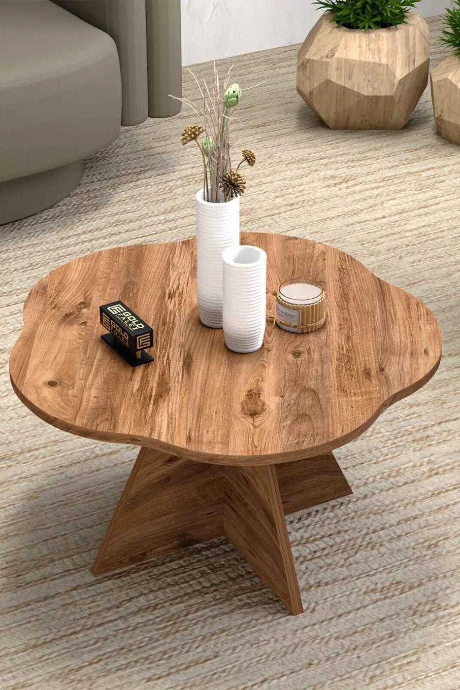 Table basse géométrique Cicek - marron