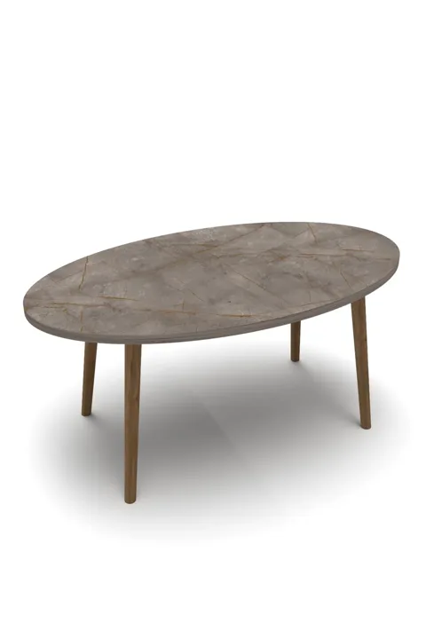 Turned Wooden Leg Oval Coffee Table - Multicolour