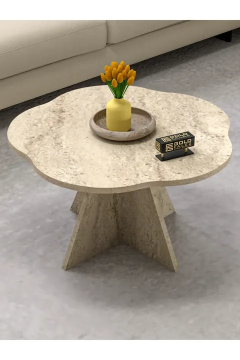 Cicek Geometric Coffee Table - Beige