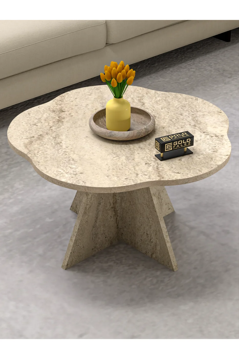 Cicek Geometric Coffee Table - Beige
