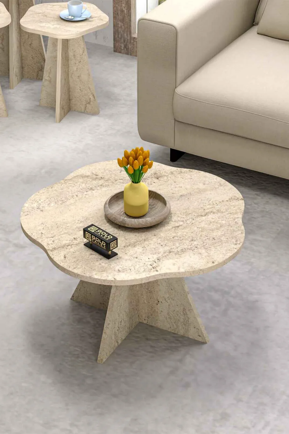 Table basse géométrique Cicek - beige