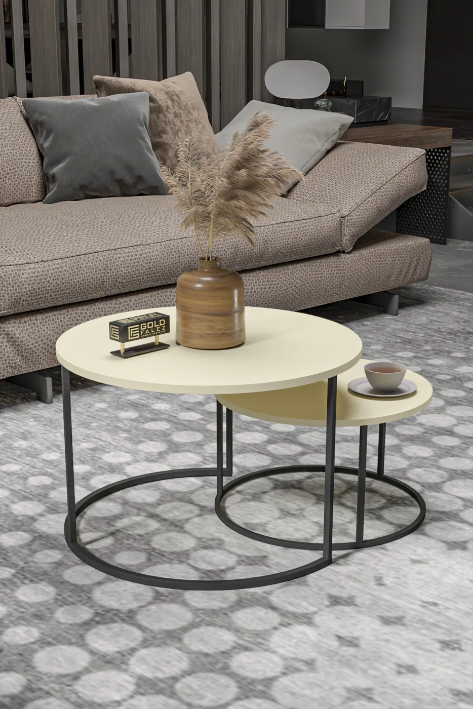 Bade 2-Piece Round Coffee Table - Cream