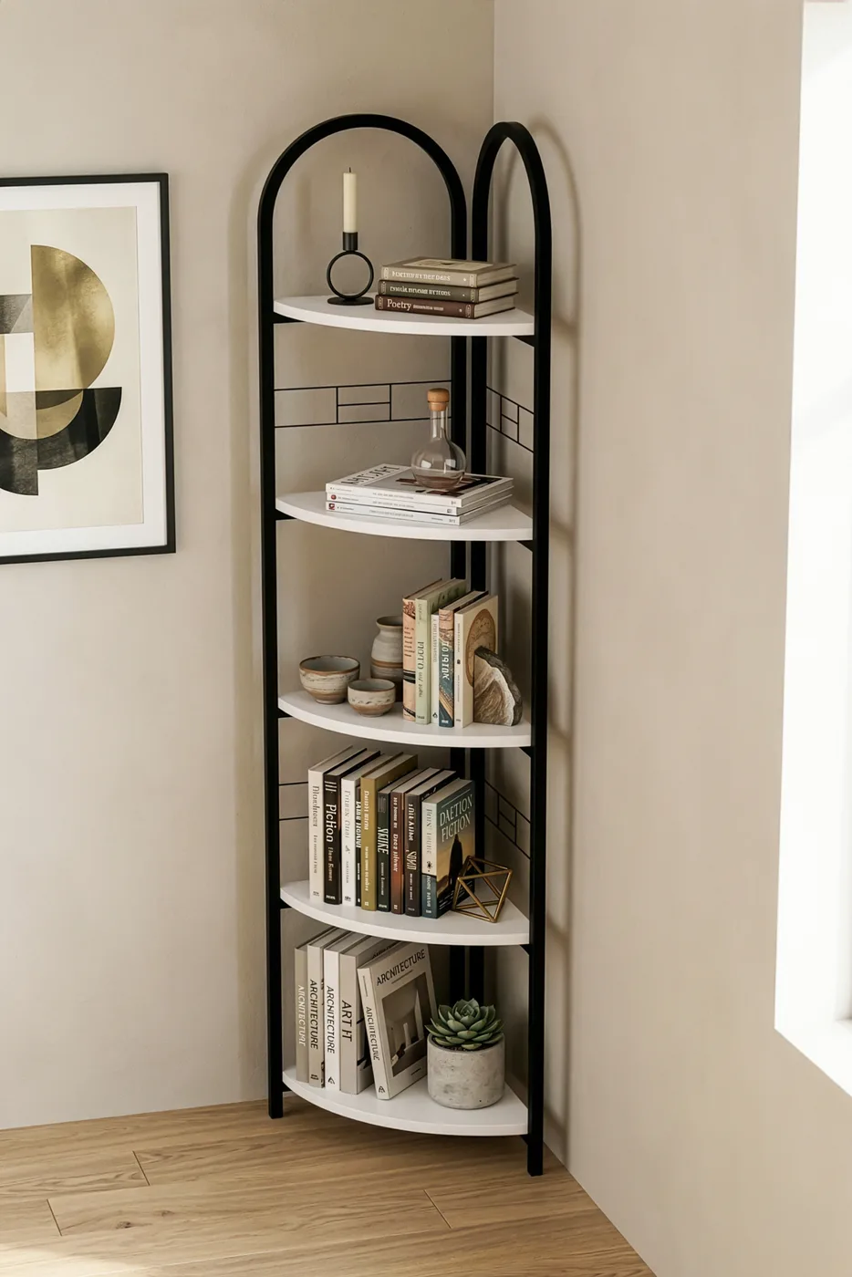 Bohemian Bookcase & Planter Stand - White