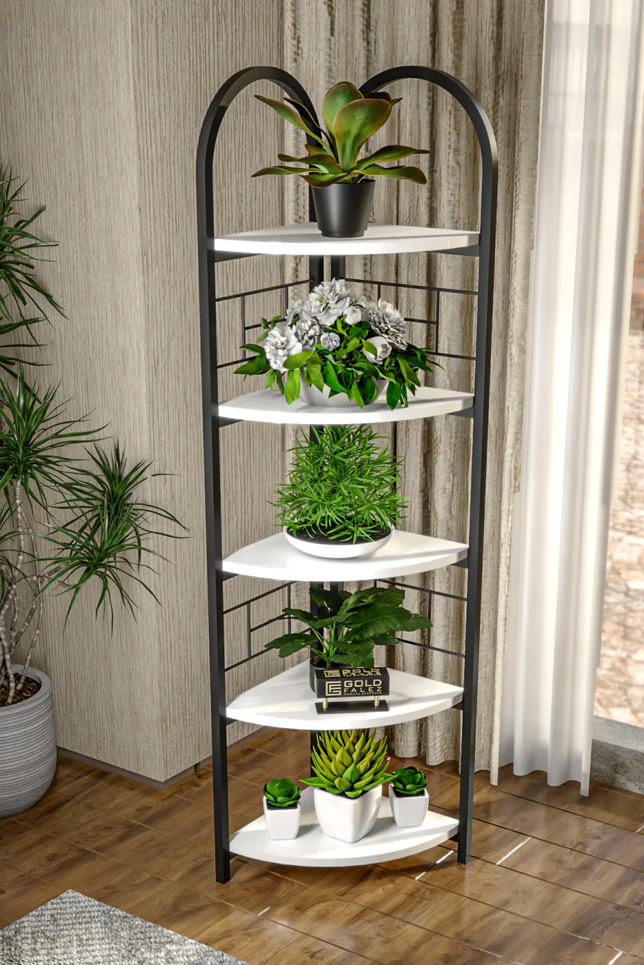 Bohemian Bookcase & Planter Stand - White