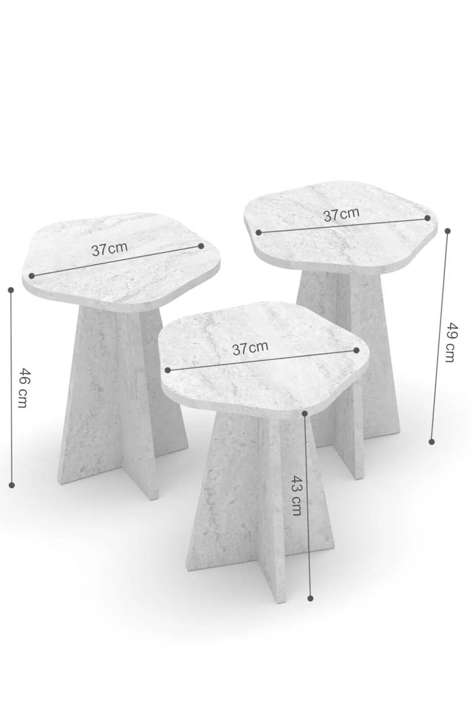 Cicek Geometric Nesting Table Set - Brown