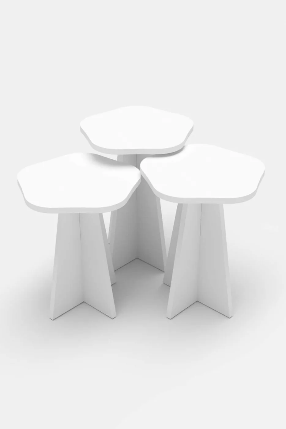 Cicek Geometric Nesting Table Set - White