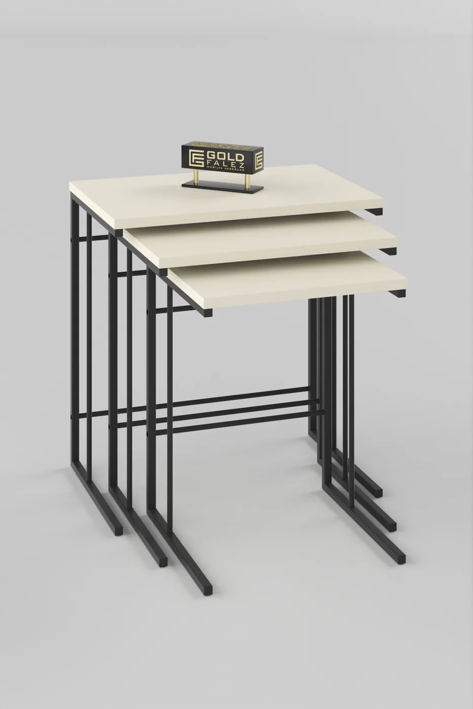 Solo 3-Piece Square Nesting Table Set - Ecru