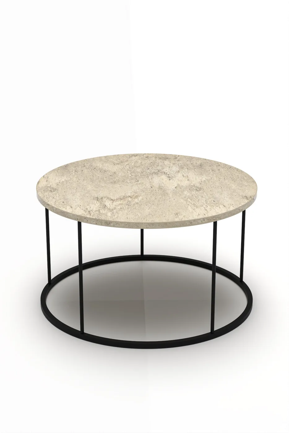 Terra Round Coffee Table Black Metal Legs - Beige
